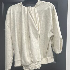 ZENANA Cream Sweatshirt and Joggers Set